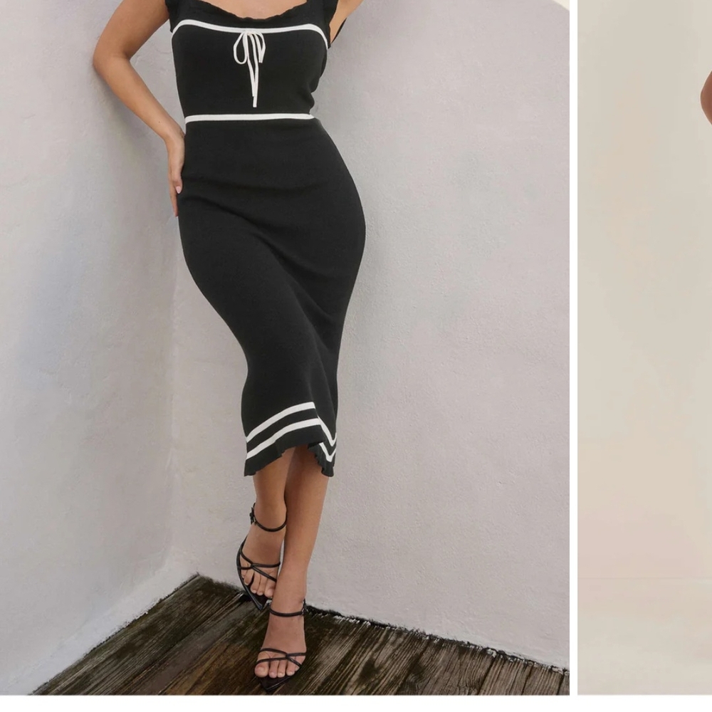 VENUS Ruffle Contrast Midi Dress